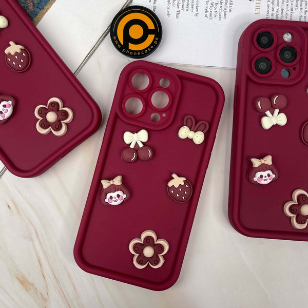 iPhone Cute 3D Cherry Flower Icons Silicon Case