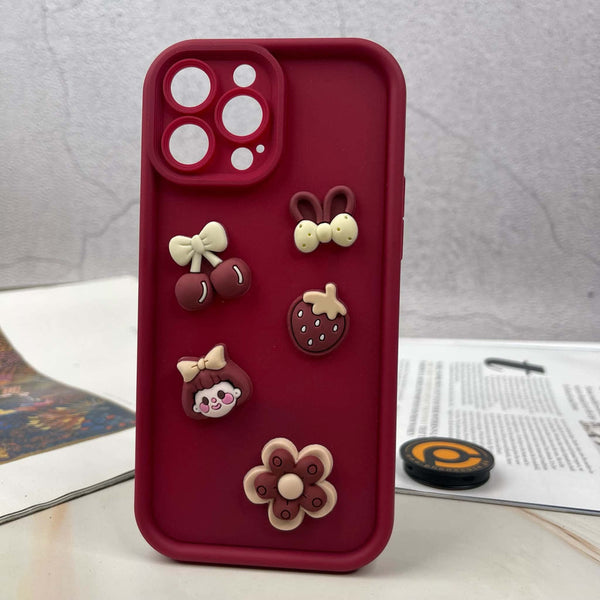 iPhone Cute 3D Cherry Flower Icons Silicon Case