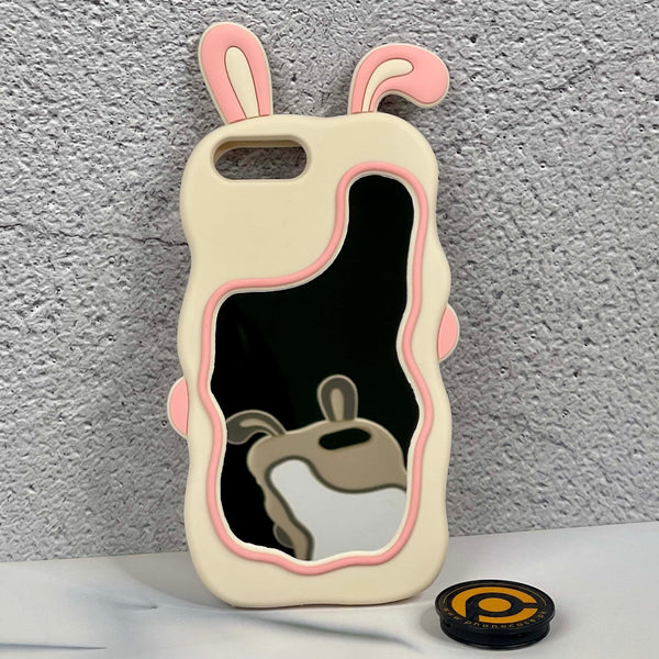 iPhone All Models Rabbit Face Mirror ShockProof Rubber 3D Case