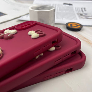 iPhone Cute 3D Cherry Flower Icons Silicon Case