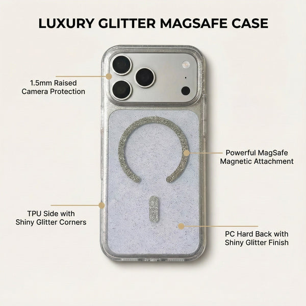 iPhone  2 in 1 Luxury Glitter MagSafe supported Case with Detachable Card Wallet Holder