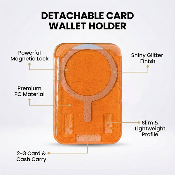 iPhone  2 in 1 Luxury Glitter MagSafe supported Case with Detachable Card Wallet Holder