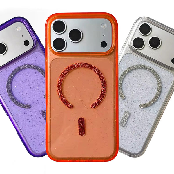 iPhone  2 in 1 Luxury Glitter MagSafe supported Case with Detachable Card Wallet Holder