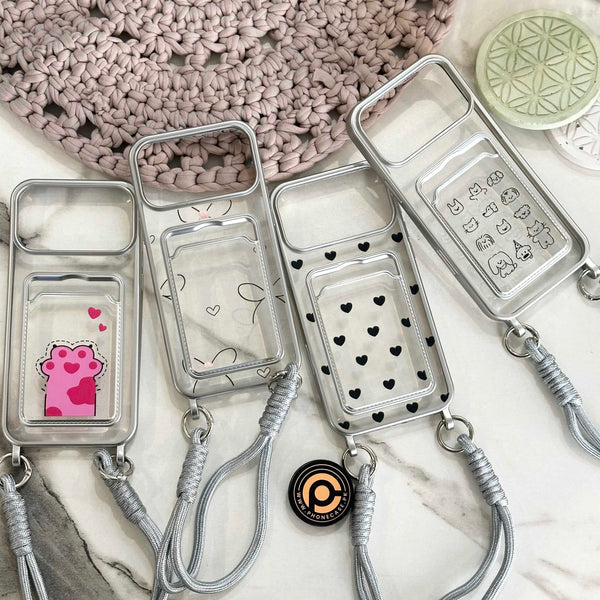 iPhone 1 - Clear Electroplated Card Slot Case with Wrist Strap