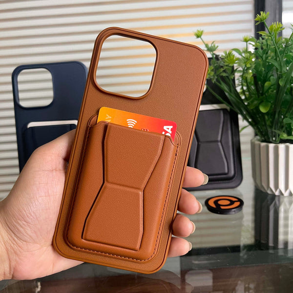 RockGuard Vintage Leather Card Holder iphone  Case with Adjustable Stand