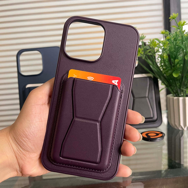 RockGuard Vintage Leather Card Holder iphone  Case with Adjustable Stand