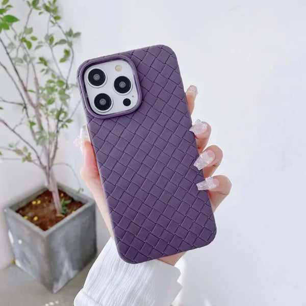 Woven Design Leather Feel Phone Case – Premium Stylish Cover with Full Protection for All iphone Models
