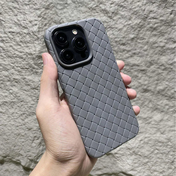 Woven Design Leather Feel Phone Case – Premium Stylish Cover with Full Protection for All iphone Models