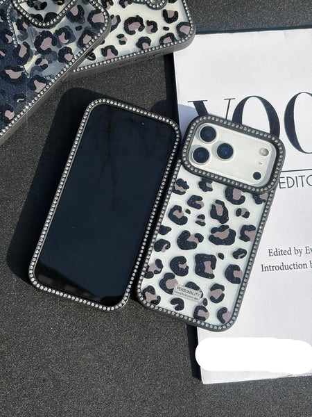 Premium Quality Black Leopard Case With Front & Back Diamond 💎