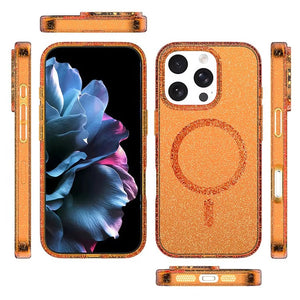 iPhone  2 in 1 Luxury Glitter MagSafe supported Case with Detachable Card Wallet Holder
