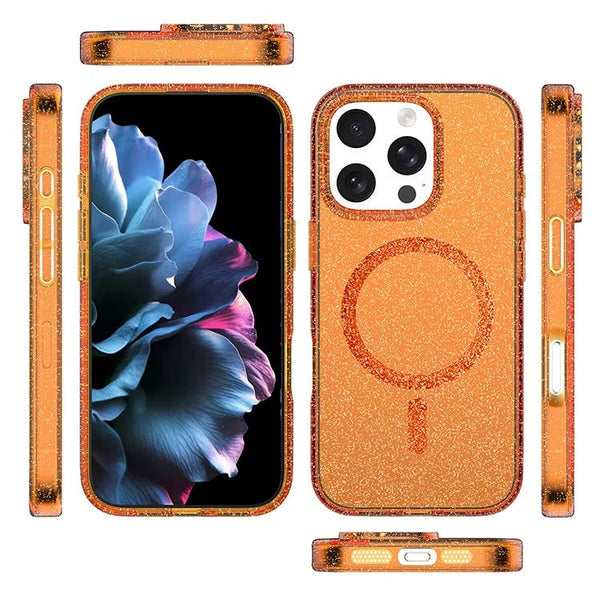 iPhone  2 in 1 Luxury Glitter MagSafe supported Case with Detachable Card Wallet Holder