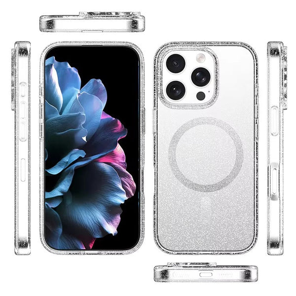 iPhone  2 in 1 Luxury Glitter MagSafe supported Case with Detachable Card Wallet Holder