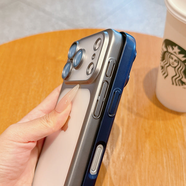 iPhone  - Luxury Electroplated Metal Feel with Built-in Camera Lens Protection Case