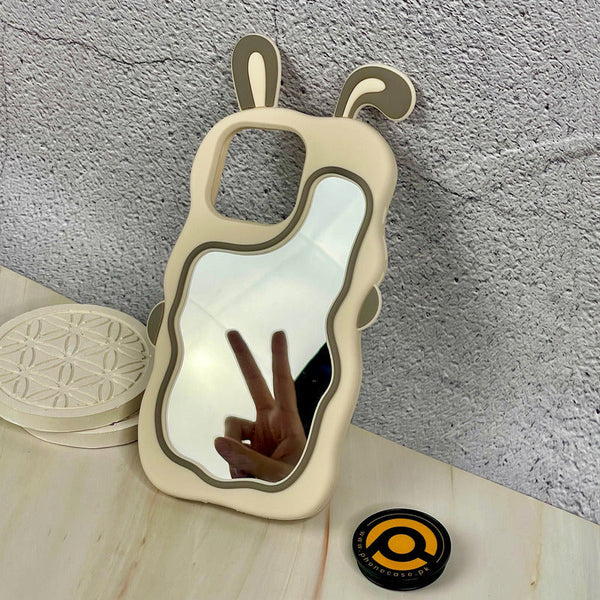 iPhone All Models Rabbit Face Mirror ShockProof Rubber 3D Case